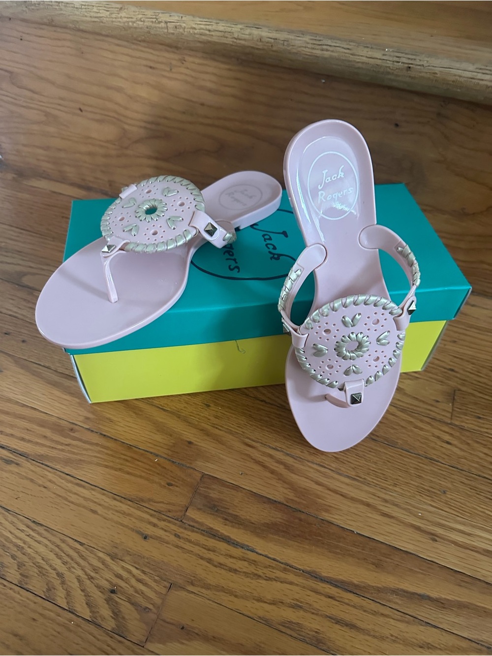 Jack Rogers Pink and gold Georgica jelly sandals - new in box size women’s 6